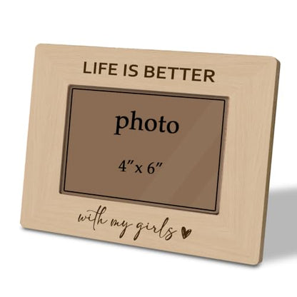 Mom Daughter Picture Frame 4x6, Life Is Better with My Girls Rustic Wooden Farmhouse Photo Frame for Tabletop Display, Mother's Day Birthday Christmas Gift for Mom - color: color14