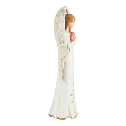 Dicksons Loved You Yesterday Angel with Heart Ivory 3.5 x 8 Resin Stone Tabletop Figurine