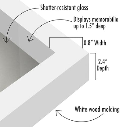 Americanflat 8.5x11 Shadow Box Frame with Shatter-Resistant Glass - Silhouette Collection - Large Shadow Box Display Case for Tabletop and Wall Display - White with Soft Felt Back | Shatter-resistant glass, 1.5 inch interior depth, hangs vertical or horiz