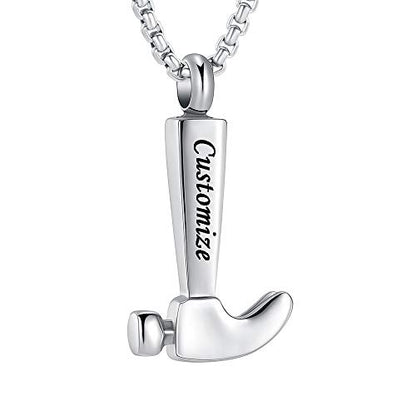 Oinsi Men's Cremation Jewelry Made Of 316L Stainless Steel Hammer Memorial Urn Necklace Pendant Keepsake Holder Jewelry For Ashes - color: A-Customize
