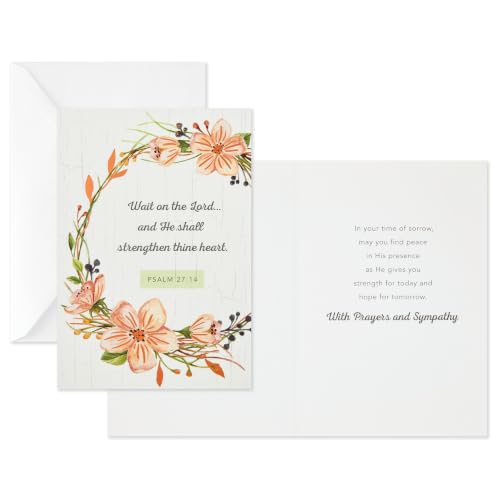 Hallmark DaySpring Assorted Religious Sympathy Cards, 12-Pack (Flowers)