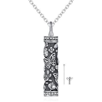 Flower Cute Animal Sterling Silver Pendant Urn Ashes Necklace for Women BF0709 - color: C *A Butterfly