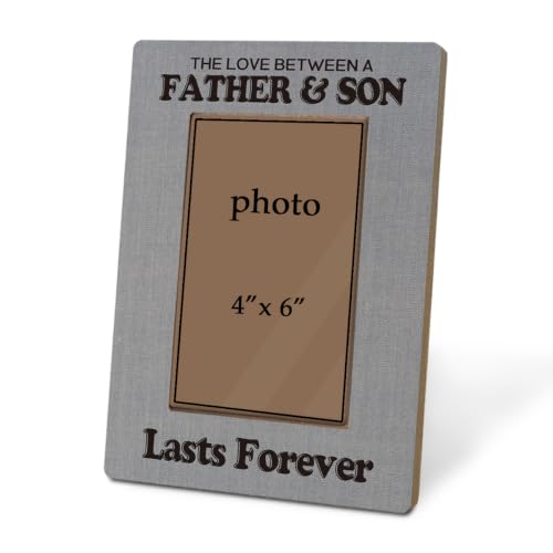 Father and Son Picture Frame for 4 x 6 Photo, Rustic Wooden Tabletop Timeless Family Keepsake with Meaningful Quote, Warm Father’s Day Gift - color: Father10