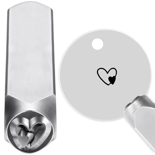 Yoption 6mm 1/4'' Double Heart Metal Stamp, Metal Punch Stamping Tool DIY Arts and Crafts Supplies for Stamping/Punching Jewelry, Clay, Leather, Wood - size: Double Heart (6mm)