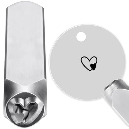Yoption 6mm 1/4'' Double Heart Metal Stamp, Metal Punch Stamping Tool DIY Arts and Crafts Supplies for Stamping/Punching Jewelry, Clay, Leather, Wood - size: Double Heart (6mm)