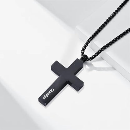 Cross Urn Necklace for Ashes for Men Women Cremation Jewelry Urns Locket Pendant Ashes Holder Memorial Jewelry-Always in My Heart - color: Black Grandpa