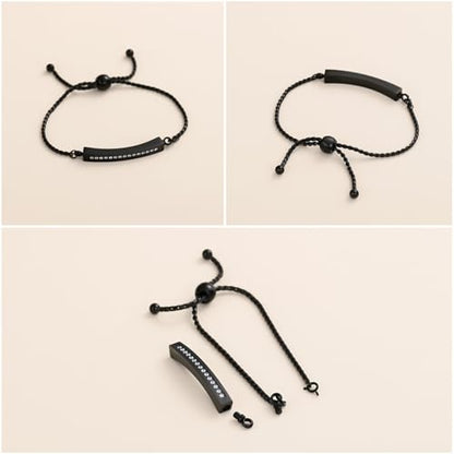 Minicremation Shiny Crystal Cremation Bracelet for Ashes for Women Cube Urn Bangle Locket Ash Holder Memorial Jewelry Bracelet Keepsake Gift - color: Black