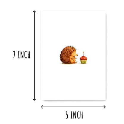 Simple Birthday Card - Pretty Hedgehog Design - Lovely Greeting - Cute Birthday Anniversary - Blank Inside - Card For Him - Her