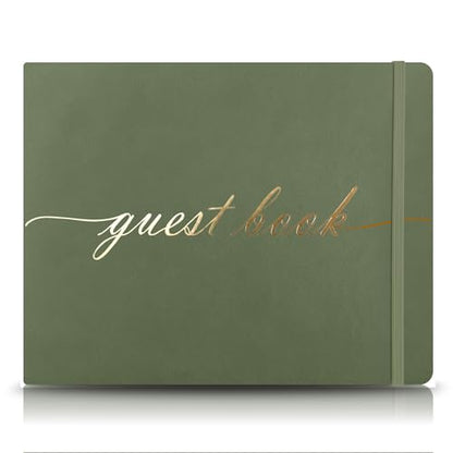 Elegant Wedding Guest Book - Perfect for Wedding Receptions, Baby Showers, Birthdays and Special Events - 7" x 9" Sign in Book - 120 Lined Pages - Leather Hardcover - Green - color: Green