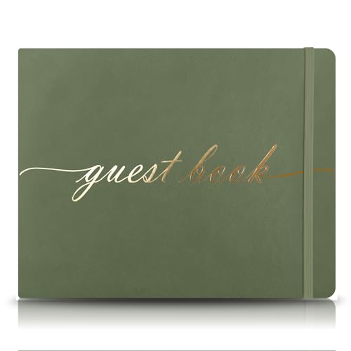 Elegant Wedding Guest Book - Perfect for Wedding Receptions, Baby Showers, Birthdays and Special Events - 7" x 9" Sign in Book - 120 Lined Pages - Leather Hardcover - Green - color: Green