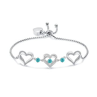 shajwo Heart Urn Bracelet for Ashes for Women - color: Silver-Light Blue