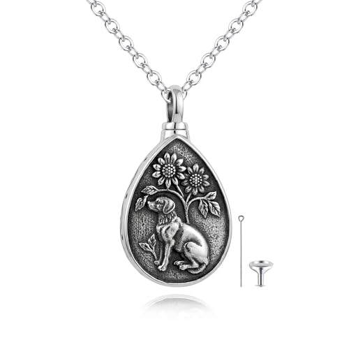 Flower Cute Animal Sterling Silver Pendant Urn Ashes Necklace for Women BF0709 - color: T1 *Dog