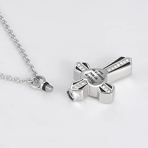 Cremation Cross Urn Necklace for Ashes Tree of Life Dad/Mom/Grandma Stainless Steel Urn Pendant Ashes Holder Memorial Jewelry - style: Cross style 02