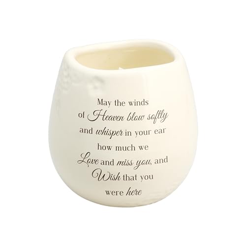 Pavilion Gift Company - Winds of Heaven 8 oz Bereavement Candle, Memorial Gifts for Loss of Mother Father Friend Loved One, Remembrance, Condolences, Sympathy, 1 Count, Cream - style: In Memory, Winds Whisper