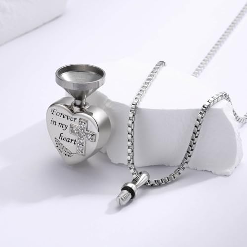 925 Sterling Silver Urn Charms for Ashes Bracelets for Women Cremation Gift | Urn Charms for Loved Ones, Memorial Keepsake Bead Pendant, Cremation Jewelry for Ashes - style: Necklace-Cross