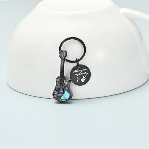 Imrsanl Guitar Urn Necklace Cremation Jewelry for Ashes | Ashes Holder Pendant, Funeral Keepsake, Memorial Gifts of Loss Loved Ones, For Women Men Guitarist - color: Keychain-Black