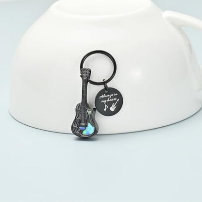 Imrsanl Guitar Urn Necklace Cremation Jewelry for Ashes | Ashes Holder Pendant, Funeral Keepsake, Memorial Gifts of Loss Loved Ones, For Women Men Guitarist - color: Keychain-Black
