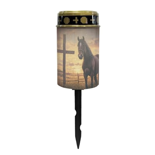 Cross Horse Solar Stake Lights Multipurpose Solar Pathway Lights Cemetery Decorations for Grave Outdoor Lights Landscape Decoration Sympathy Remembrance Memorial Gift - color: Cross Horse