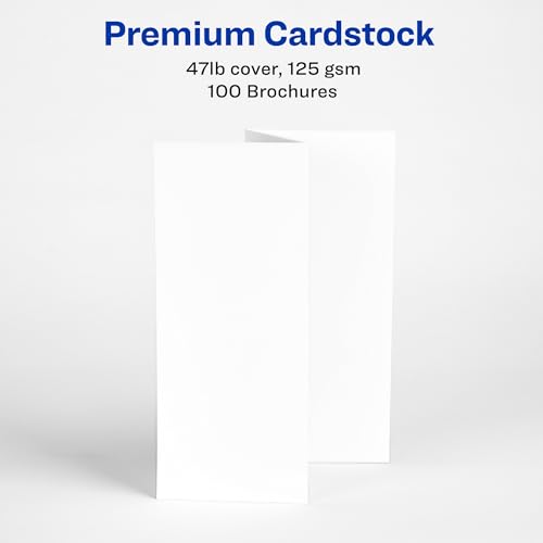 Avery® Printable Tri-Fold Brochures with Mailing Seals, 8.5" x 11", Matte White, 100 Blank Brochure Paper for Inkjet Printers (08324) - size: One Size