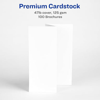 Avery Printable Tri-Fold Brochures with Mailing Seals, 8.5" x 11", Matte White, 100 Blank Brochure Paper for Inkjet Printers (08324) (Pack of 5) - size: One Size (Pack of 5)