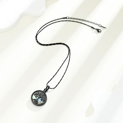 Tree of Life Teardrop Urn Necklace for Ashes Teardrop Crystal Cremation Jewelry Celtic knot Ashes Pendant Stainless Steel Keepsake Memorial Jewelry for Women Men - color: B-Black