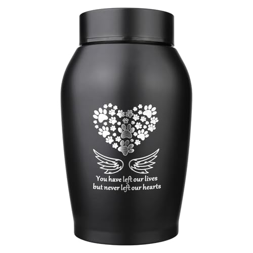 Cremation Urns for Pet Ashes Angel Wings Urn for Funeral Urn for Ashes | Burial or Home Memorial Funeral Burial Decorative Urn for Ashes for Dog Pet - color: Black, size: Medium
