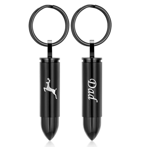 Cremation Jewelry Cylinder Urn Keychain for Ashes for Women Men with Glass Vial Keepsake Ashes Pendant Deer Memorial Jewelry - color: Black-Dad