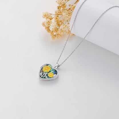 Dorunmo Locket Necklace 925 Sterling Silver Pictures Photo Keep Someone Near to You Custom Lockets Mother's Day Jewelry Personalized Photo Locket Gifts - color: F-Sunflower, style: Locket Only