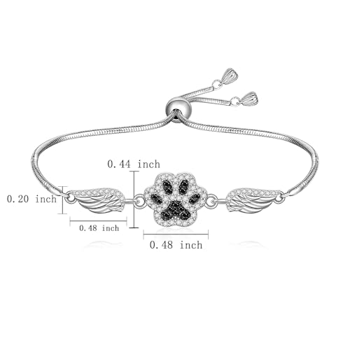 Fenthring Paw Print Bracelet S925 Sterling Silver Infinity Heart Puppy Cat Dog Memorial Mothers Day Bracelets for Women Jewelry Gifts - style: Paw Print-Angel Wing