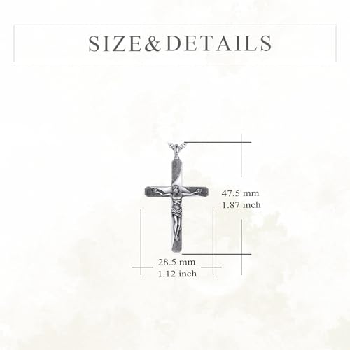 925 Sterling Silver Cross Necklace for Men & Women Crucifix Jesus/Cross Pendant with 22"+2" Stainless Steel Chain Jewelry Gift for Christmas, Father's Day, Mother's Day, Birthday-Gift Box Included - style: C04 Crucifix Urn