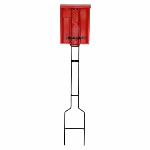 Outdoor Real Estate Brochure Box on Yard Stake, Weatherproof Self-Closing Lid, Take One Flyer Holder, Holds 250 8.5 x 11 Documents and 60 Business Cards, 46 inch Stand (Red, Pack of 1) - color: Red, size: Pack of 1