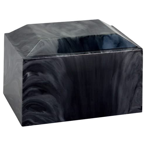 Trajan Cultured Marble Urn - Black - Adult Size - Cremation Urns for Human Ashes - Ground Burial, Home Memorial and Funeral Cremation Urn - color: Black