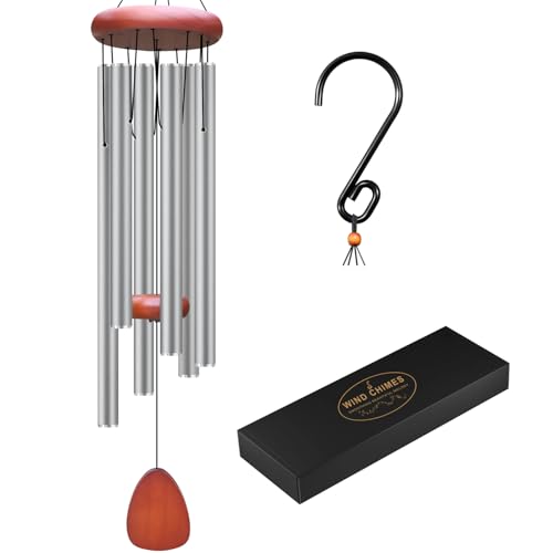 WENANA Large Aluminium Wind Chimes Outside, Soothing Melodic Memorial Sympathy Wind Chime, Suitable Outdoor Garden Decor, Gift for Mom Women Neighbors (Light Gray Wind Chime -36“) - size: Light gray wind chime -36“