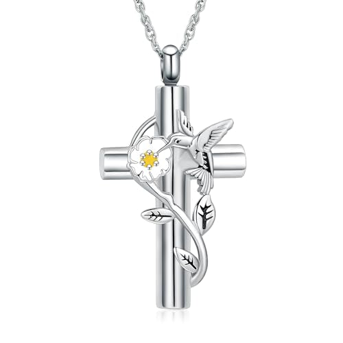 shajwo Hummingbird Urn Necklaces for Ashes - color: Cross-Gold