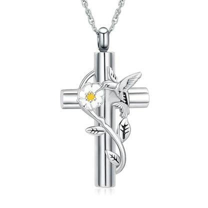 shajwo Hummingbird Urn Necklaces for Ashes - color: Cross-Gold