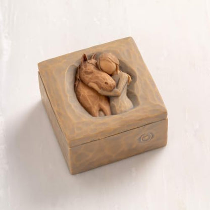 Willow Tree Quiet Strength, Sculpted Hand-Painted Keepsake Box | Pet-Themed Figure, Holds Small Treasures, Hidden Message Inside, Cast from a Susan Lordi Original Carving, Fitted Gift Box - style: Quiet Strength
