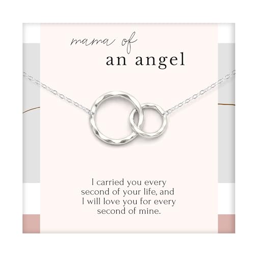 Miscarriage Memorial Necklace Jewelry Gifts for mothers Loss of Twins Infant Stillborn Angel Baby Pregnancy Multiple Miscarriage interlocking Circles linked Sympathy Bereavement Remembrance - color: STERLING SILVER, style: MAMA OF AN ANGEL