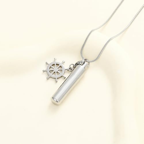 Oinsi Car Charm & Cylinder Urn Necklace for Ashes Stainless Steel Tube Cremation Urn Jewelry Necklace for Ashes Memorial Keepsake Gifts - color: Style-D
