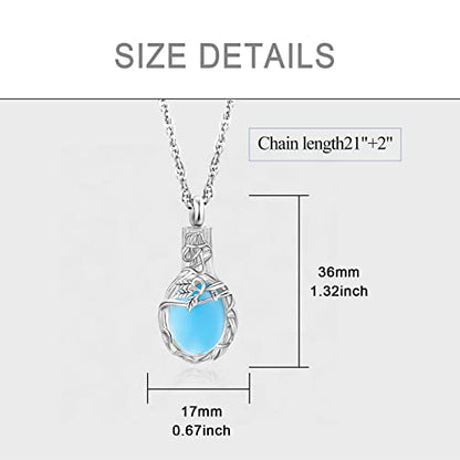 Gredstar Tree of Life Urn Necklace for Ashes, Birthstone Memorial Pendant | Teardrop Design, Love Symbol Detail, 12 Birthstone Colors, Stainless Steel, Ashes Holder, Funnel Kit Included - color: March