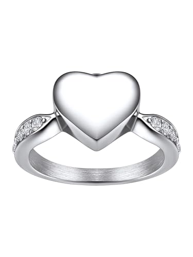 Richsteel Stainless Steel Heart/Claddagh Cremation Urn Ring for Ashes - color: 01-Steel-Heart