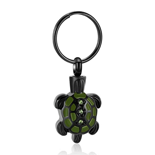 Yinplsmemory Cremation Jewelry Turtle Urn Keychain for Ashes Stainless Steel Urn Locket for Ashes Keepsake Memorial Jewelry - color: Black