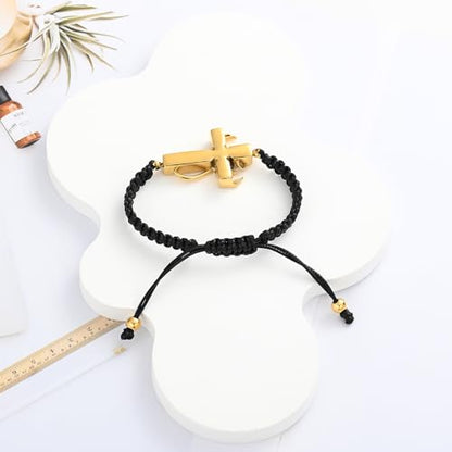 XSMZB Fish Hook Cross Urn Bracelet for Ashes of Loved One Deer Antler Keepsake Ash Bracelets Adjustable Cremation Jewelry Memorial Bangle - color: Gold