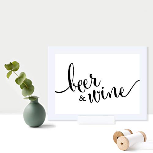 Andaz Press Wedding Framed Party Signs, Formal Black and White, 5x7-inch, Beer & Wine Bar Sign, 1-Pack, Includes Frame - color: Alcohol Beer Wine