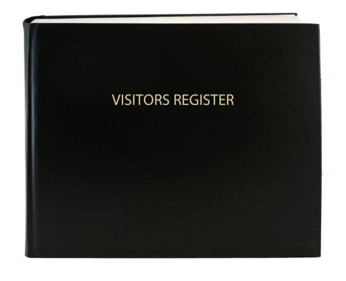 BookFactory Visitor Log Book Register, Black, Hardbound, 120 Pages | Sign-in Pages, Section Sewn Hard Cover, 8 7/8'' x 7'' - Made in USA - color: Black