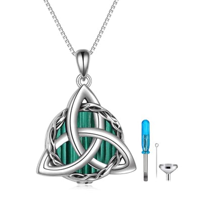 WINNICACA Celtic Knot Necklace 925 Sterling Silver Celtic Pendant Irish Urn Necklace Jewelry Birthday Anniversary Valentine's Day Gifts for Her Women Wife Girlfriend Daughter - style: 2-Celtic Knot Urn Necklace(Malachite)