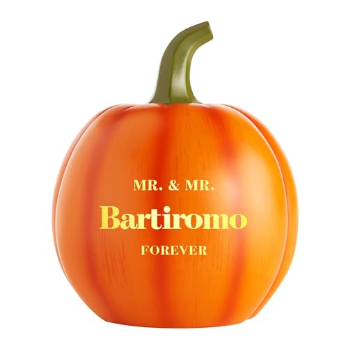 Let's Make Memories Personalized Light Up Pumpkin Decor - Fall Centerpiece for Newlyweds, Anniversary - Laser-Engraved Resin w/Names - Wedding Couple - Mr & Mr - Orange - Small - color: Mr & Mr - Wedding Couple - Orange, size: Small