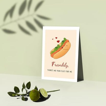 Funny Pun Anniversary Card for Husband Wife Boyfriend Girlfriend, Funny Hot Dog Love Cards, Cute Happy Birthday Card from Him Her. - color: #5