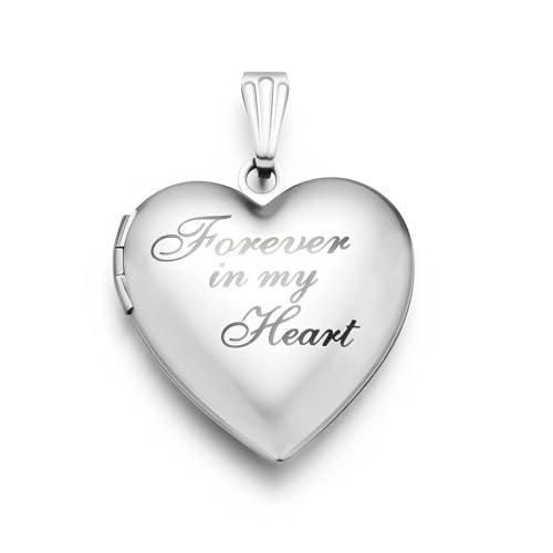 Adabele 5pcs Surgical Stainless Steel Living Memory Floating Locket Oval Round Heart Pendants Tarnish Free Waterproof Hypoallergenic for DIY Craft Jewelry Making - style: 20mm Heart - Forever in My Heart