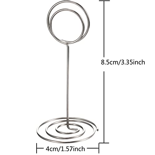 TecUnite 24 pcs 3.35 Inch Picture Clips Table Place Photos Card Holder | Silver Holds Menus Name number Cards, Wedding Reception Birthday Party Centerpieces, Durable Metal Wire,Spiral Base - color: Silver