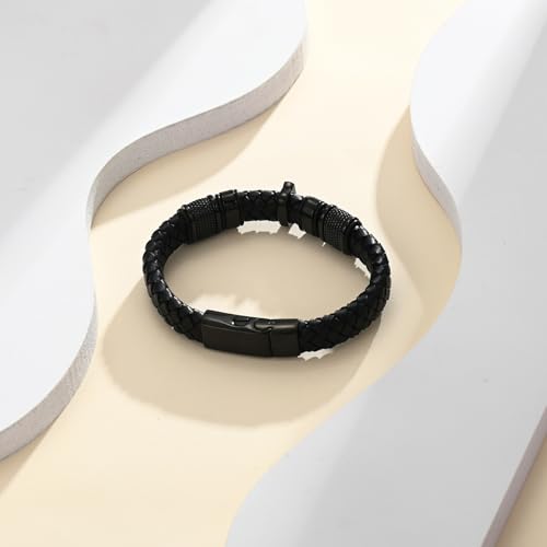 Cremation Jewelry Urn Bracelet for Human Ashes for Women Men Memorial Keepsake Cuff Leather Bracelet - color: Customize